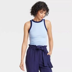 A New Day Women's Cotton Modal Blend Slim Fit Ribbed Tank Top Blue Navy Size XL